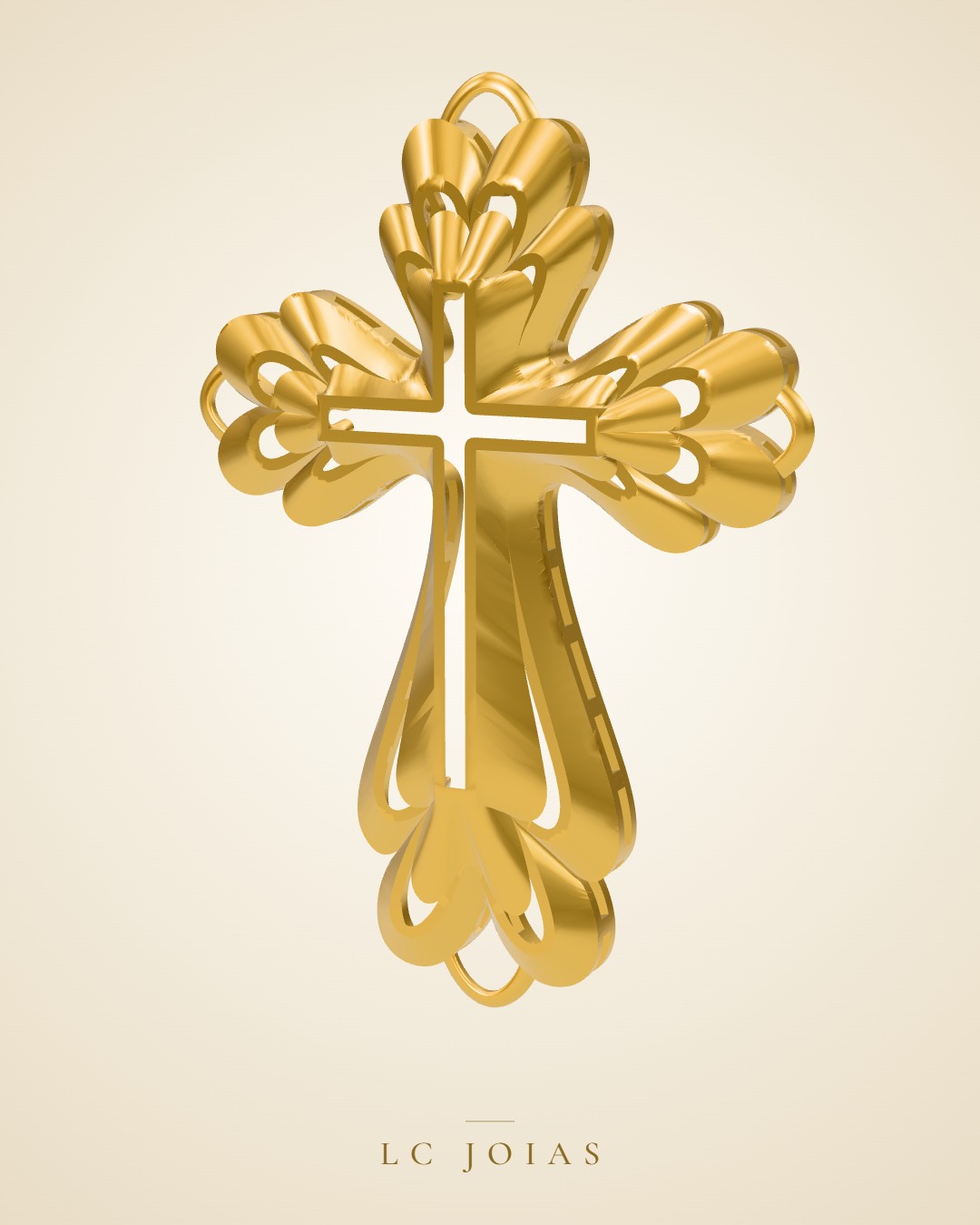 Pingente religioso cruz-8 em ouro
