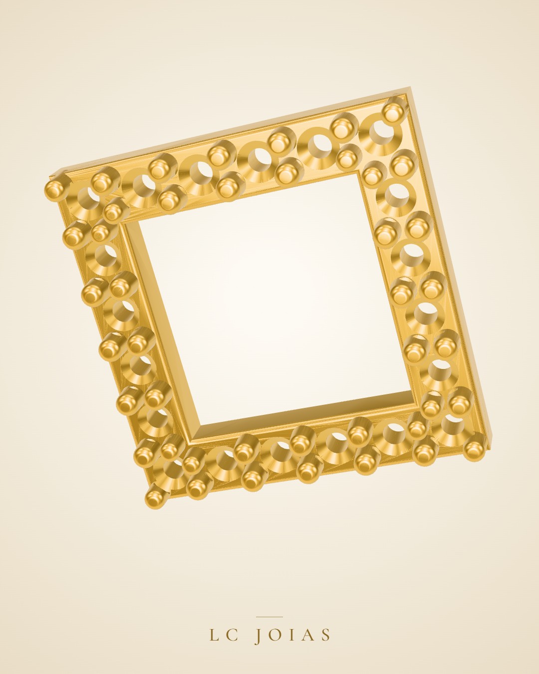 Anel 7524 an aplique cravado (espelho) em ouro