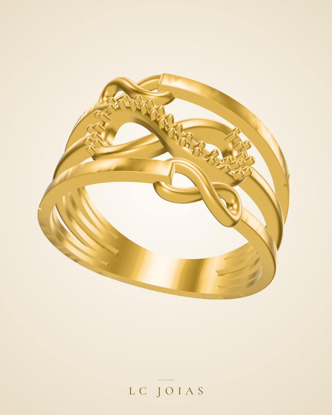 Anel an infinito fil (1) em ouro