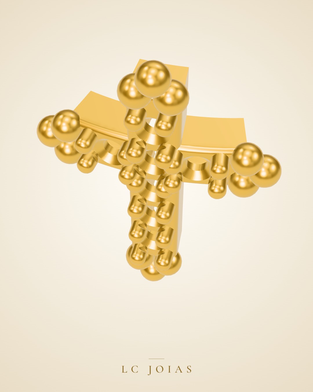 Anel cruz an em ouro
