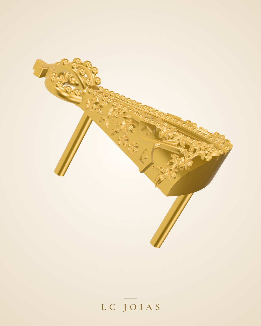 Pingente religioso 1057 pul santa em ouro