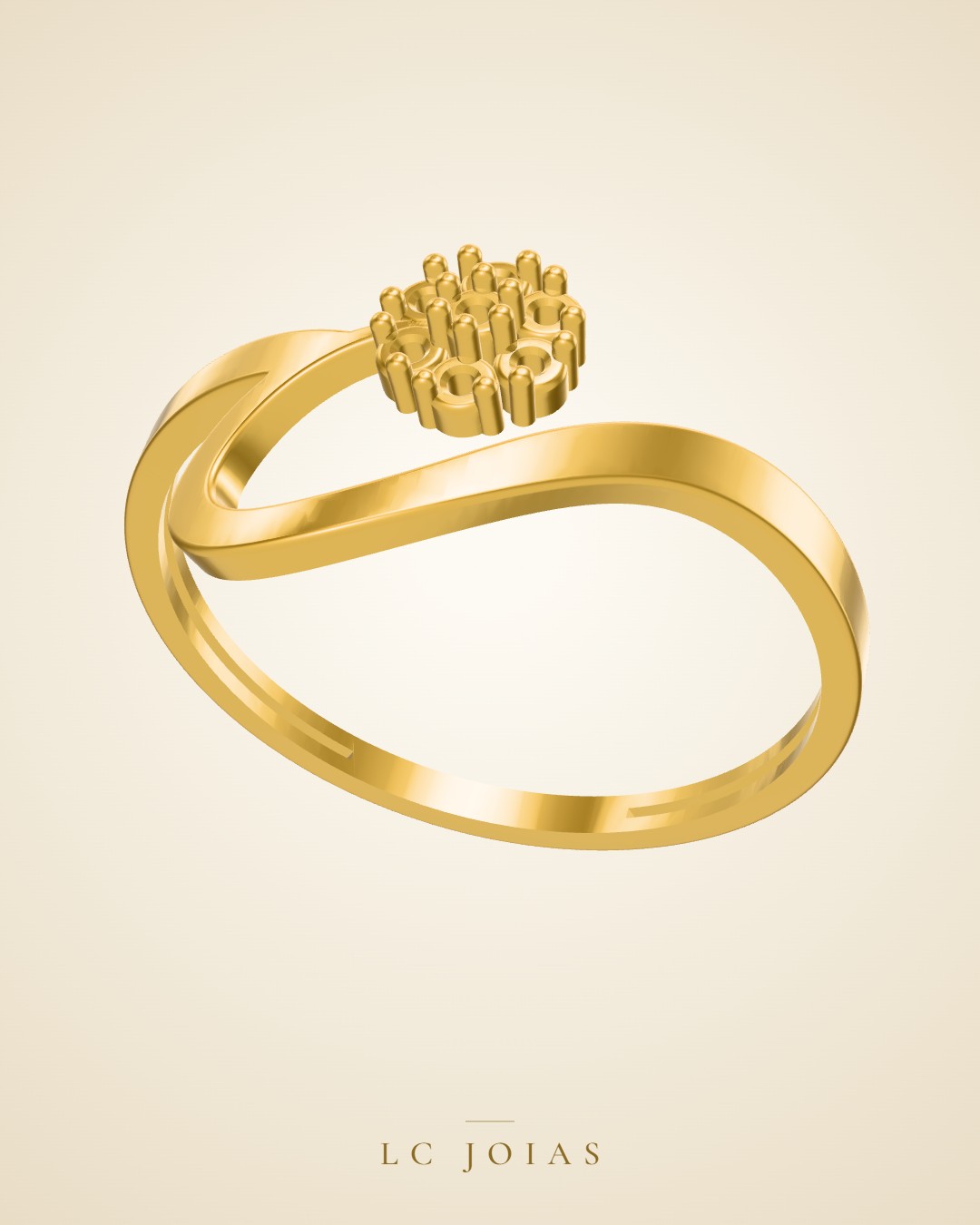 Anel lr 76 an em ouro