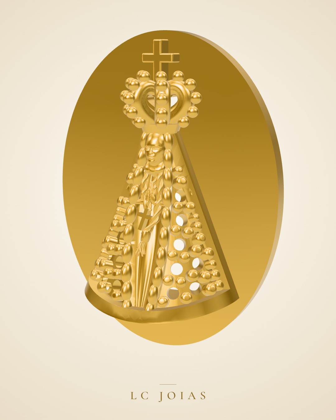 Pingente religioso 6552 pg g santa em ouro