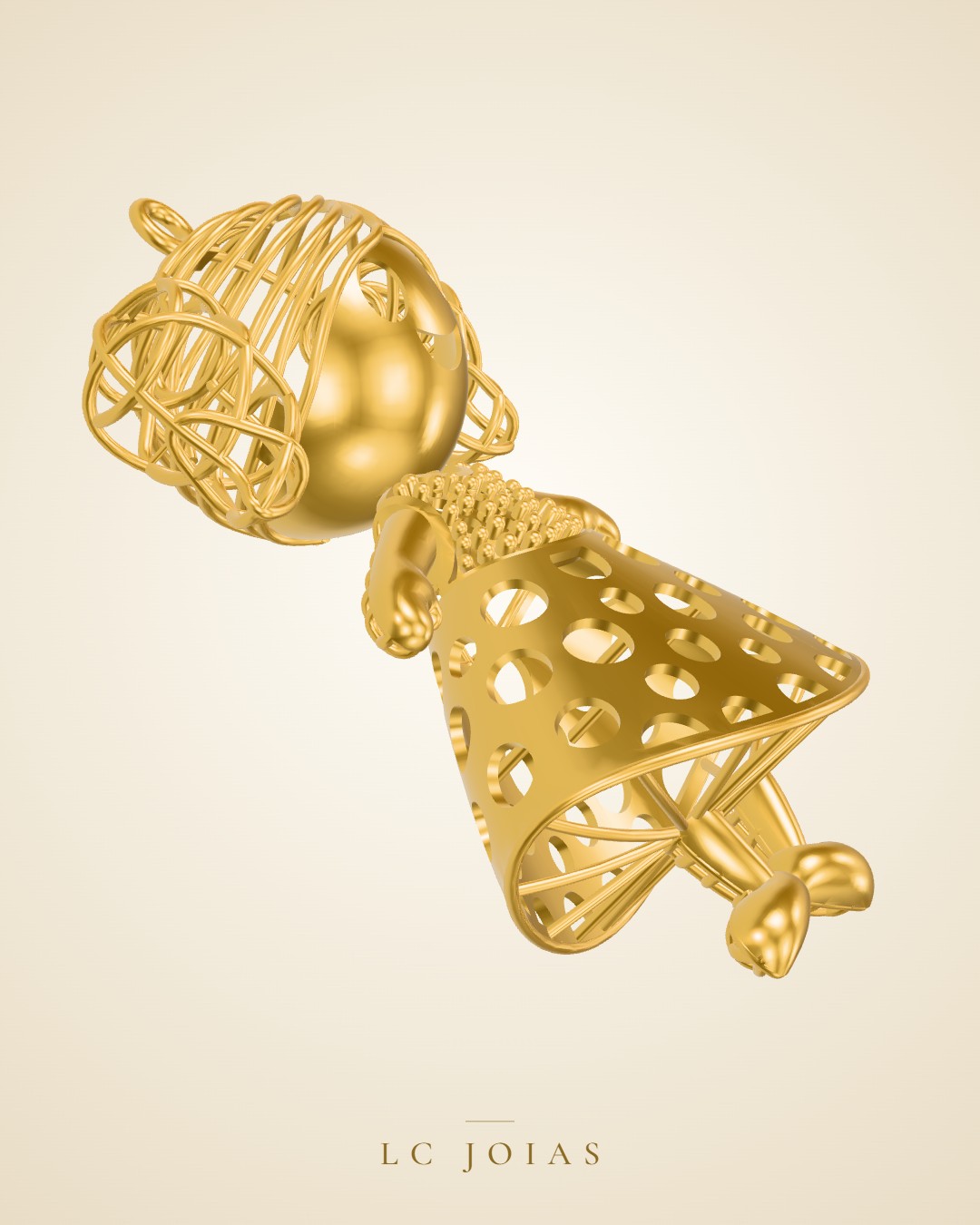 Pingente 7990 pd pg junto em ouro