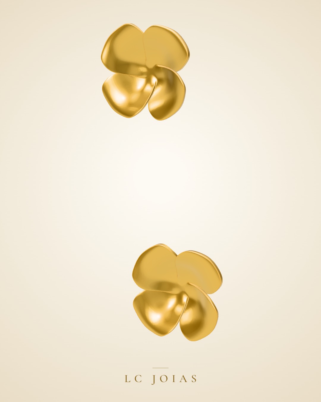Brinco 7839 br aplique flor em ouro