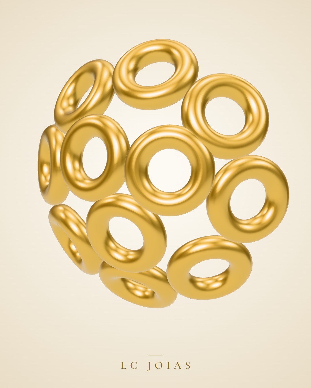 Pulseira 7659 pul 7mm bolinha vazada colocar 4 em ouro