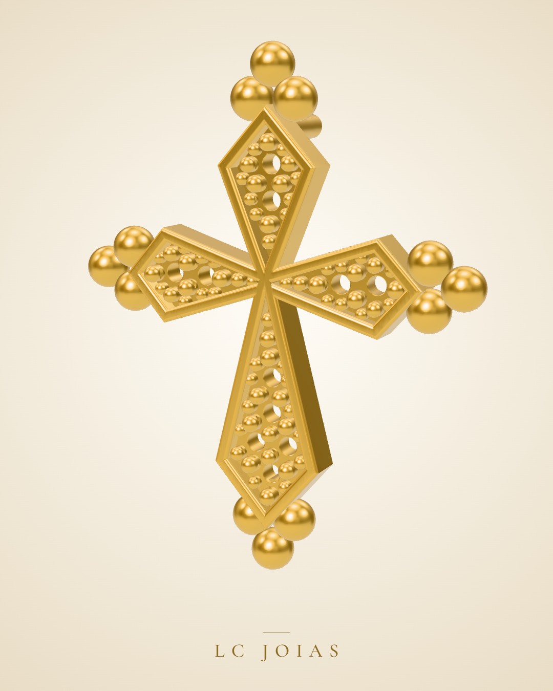 Pulseira cruz aplique bracelete em ouro