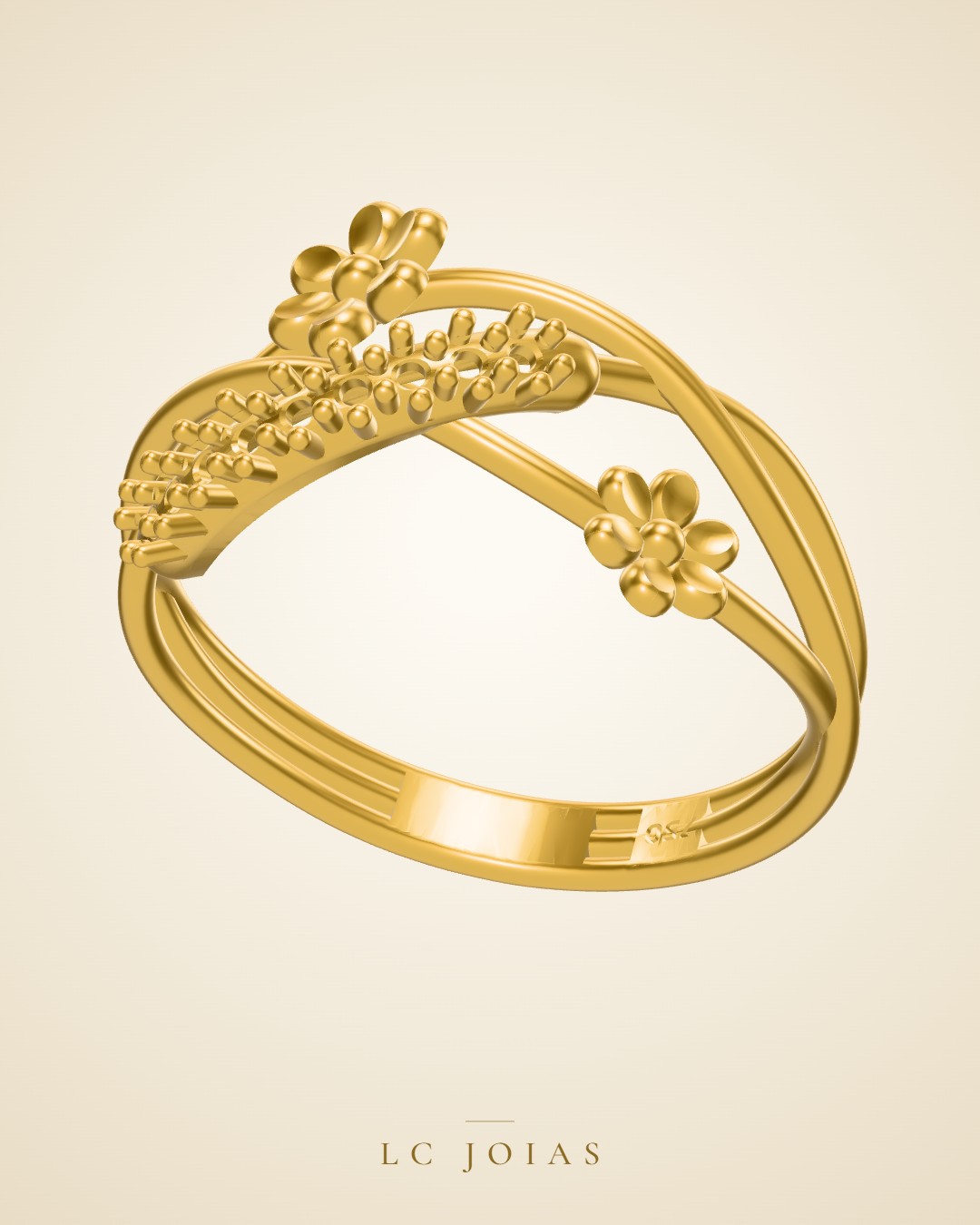 Anel lr 99 an em ouro