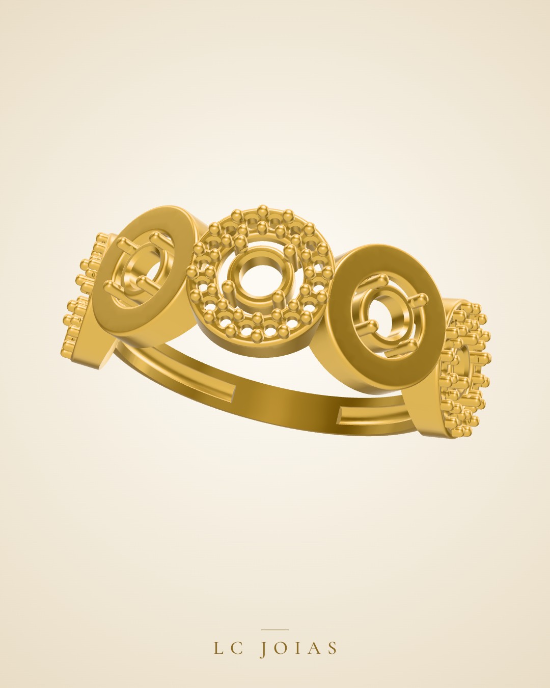 Anel an 5 pedras 3 mm em ouro